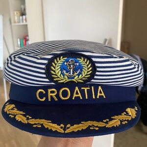 Blue and Gold Nautical Captain's Hat with Croatia Emblem